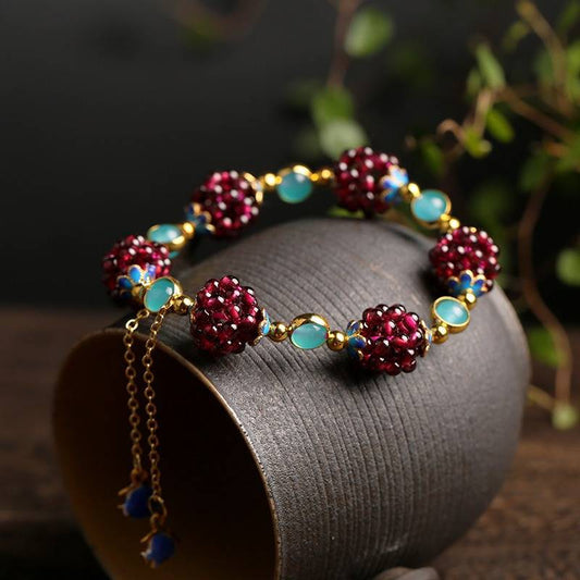Bracelet with Natural Stones in Berry Shapes