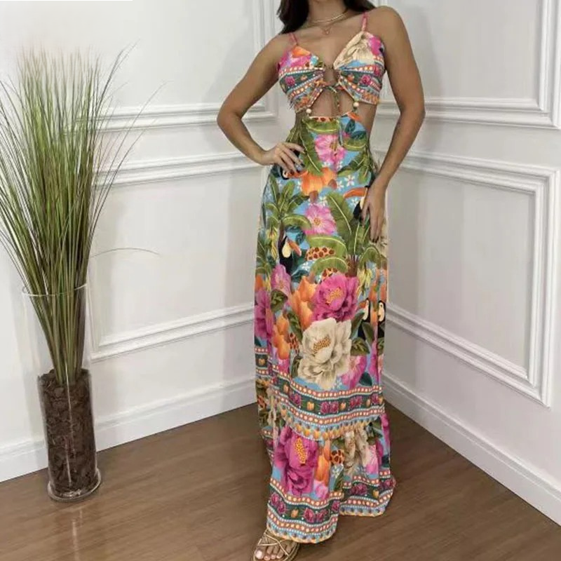 Divina™ | Tropical Maxi Dress