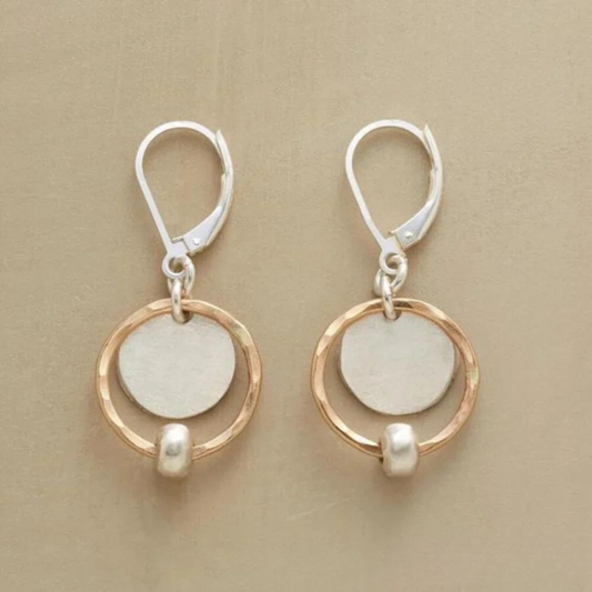 Vintage Gold and Silver Earrings with Pearls