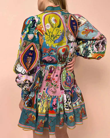 Tamara - Printed Dress with Ties