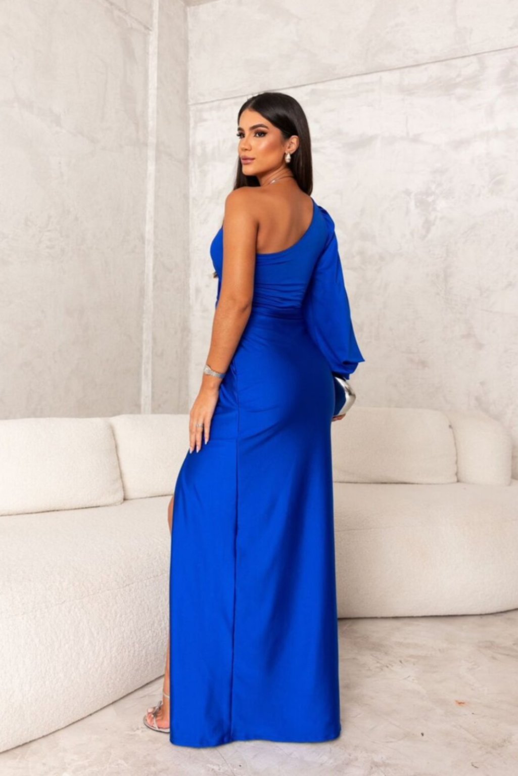 Araceli | Satin Dress with One Sleeve