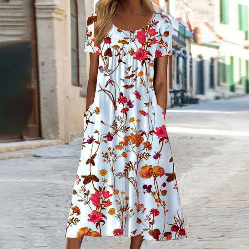 Isaura™ | Boho Floral Dress with Belly Cover