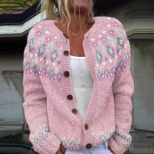 Sophie | Pink cardigan with print