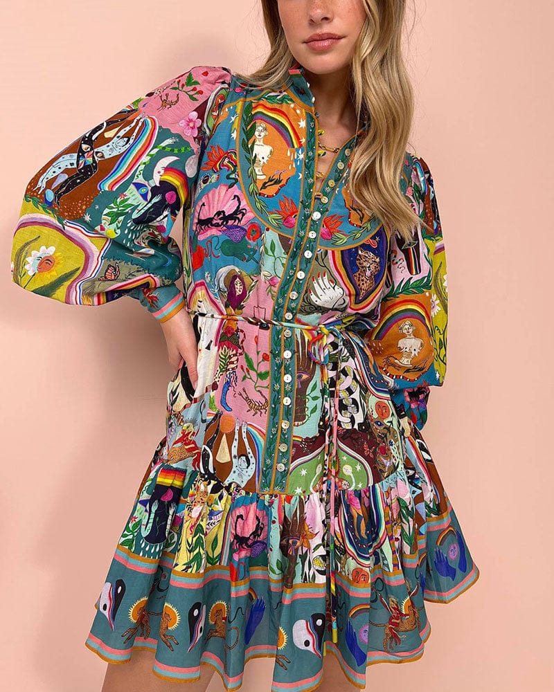 Tamara - Printed Dress with Ties