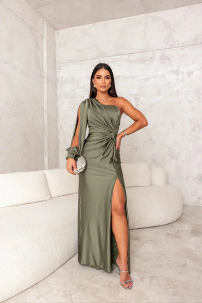 Araceli | Satin Dress with One Sleeve