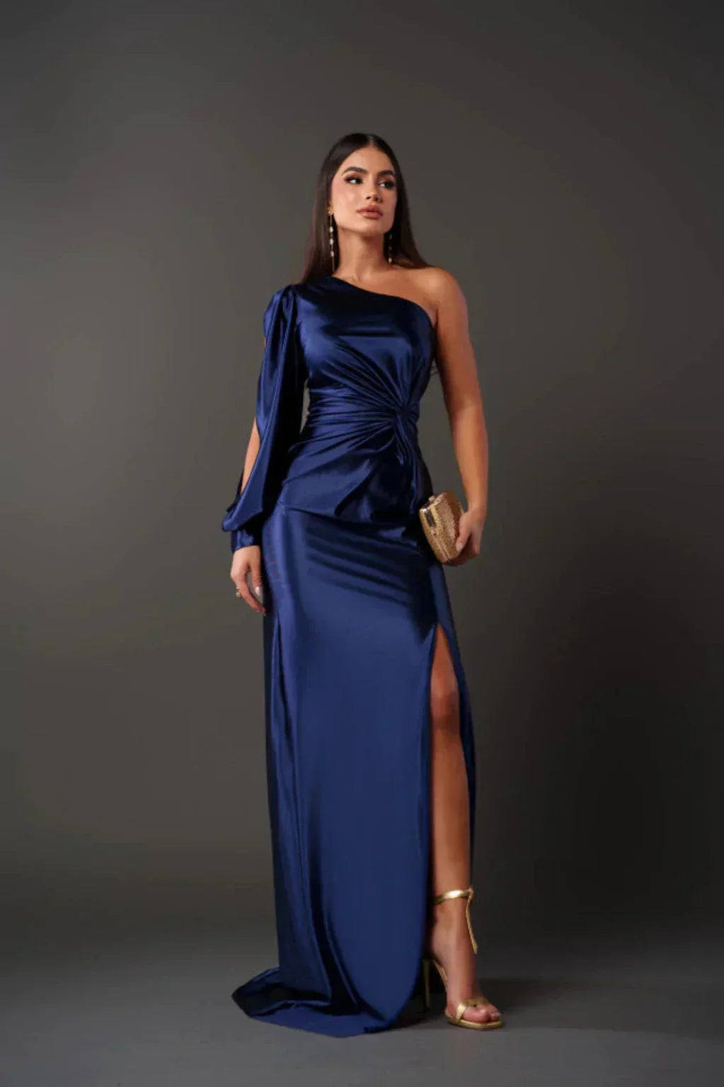 Araceli | Satin Dress with One Sleeve