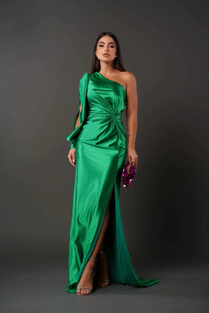 Araceli | Satin Dress with One Sleeve