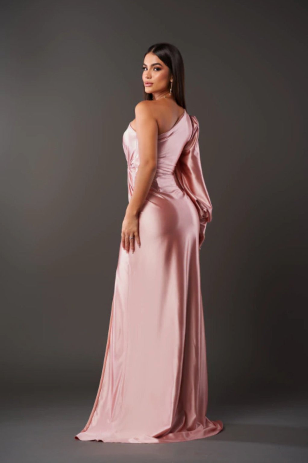 Araceli | Satin Dress with One Sleeve