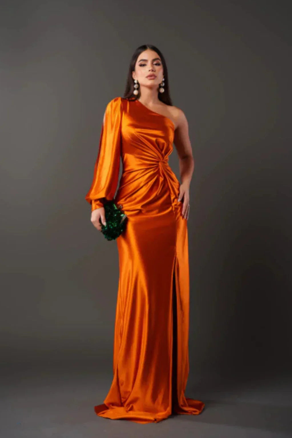 Araceli | Satin Dress with One Sleeve