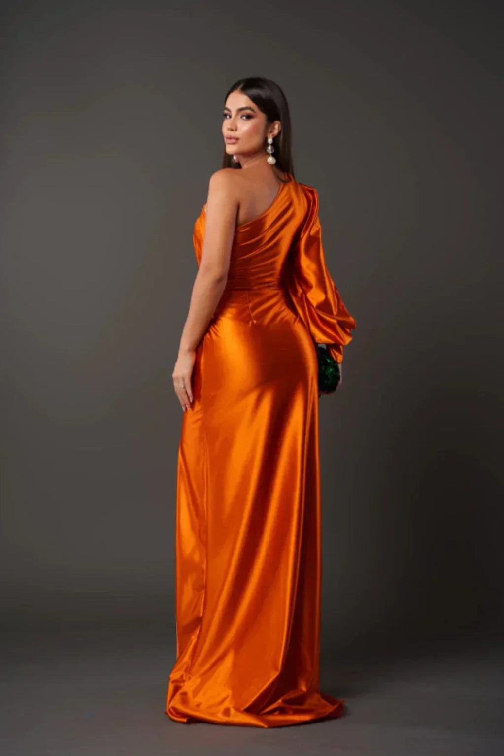 Araceli | Satin Dress with One Sleeve