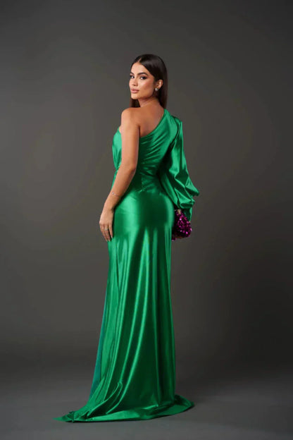 Araceli | Satin Dress with One Sleeve