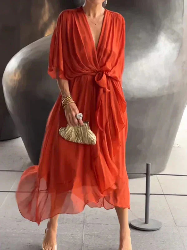 Andre | Chiffon Dress with V-Neck